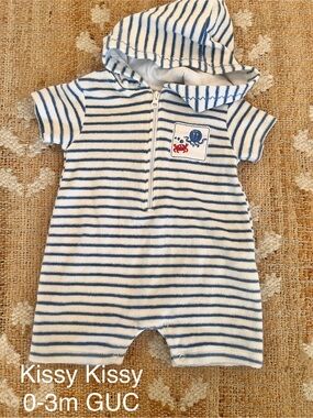 Kissy Kissy boys swim terry cloth cover up romper